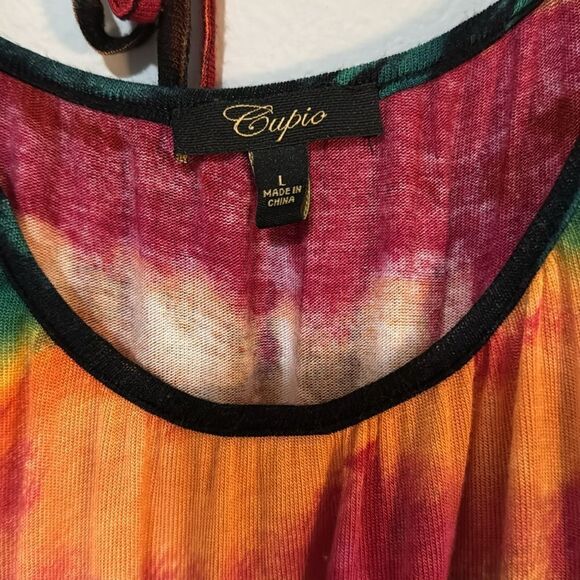 Cupio Vibrant Watercolor Open Tie Back Tank Top Tunic L - Picture 7 of 9